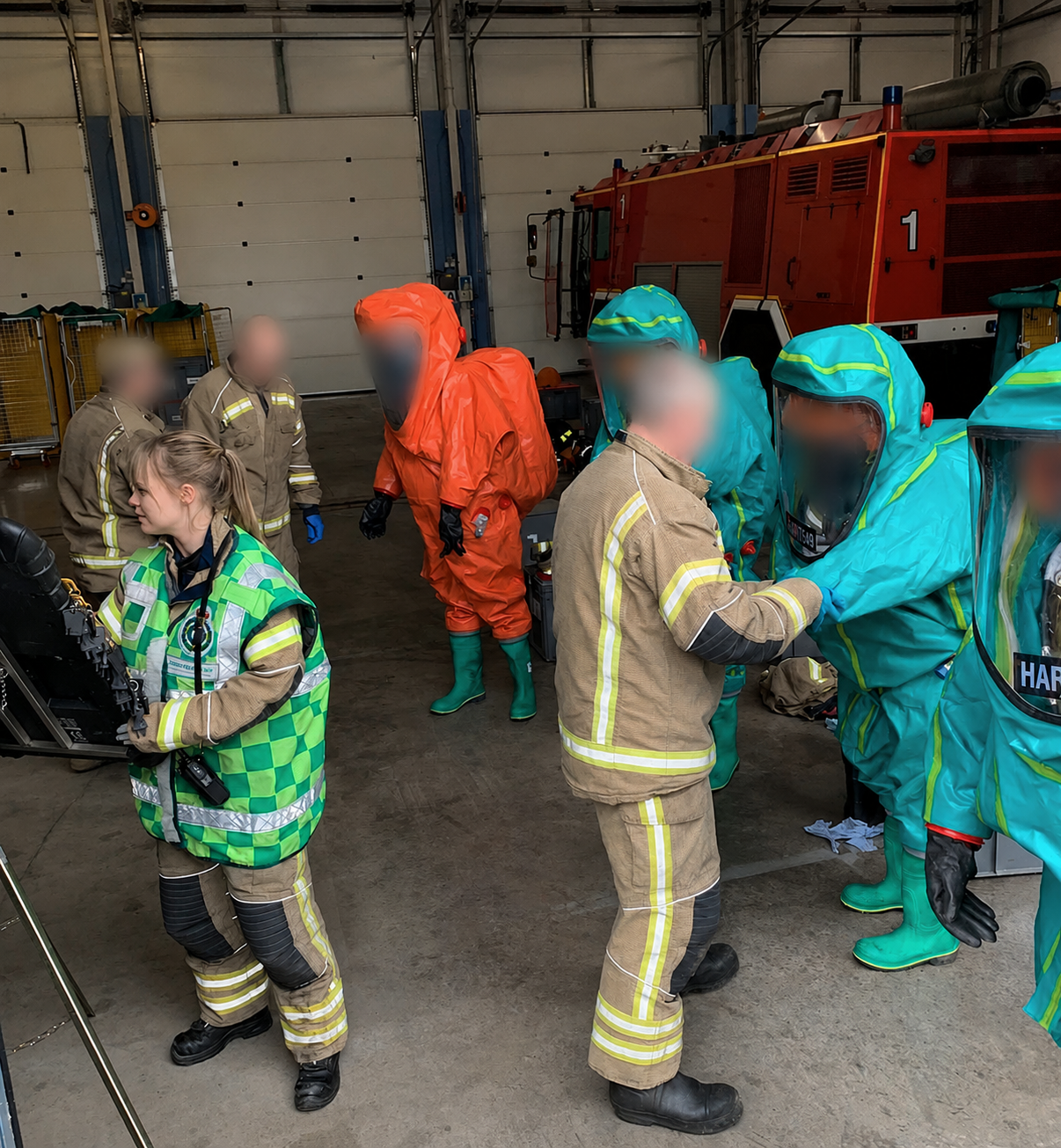 Zoe at gas-tight suit exercise