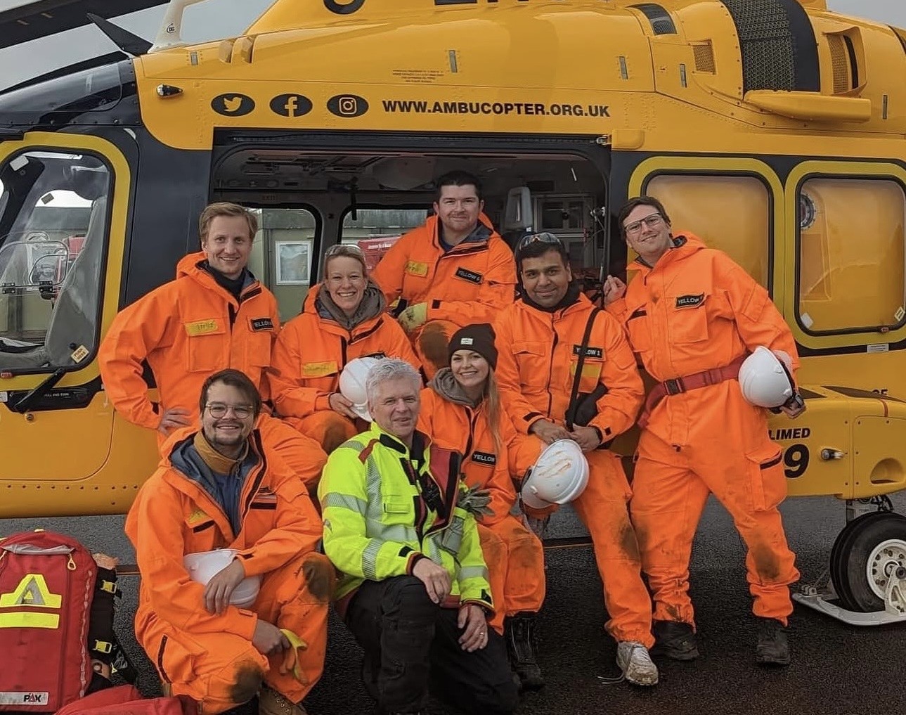 Zoe with ATACC team by air ambulance
